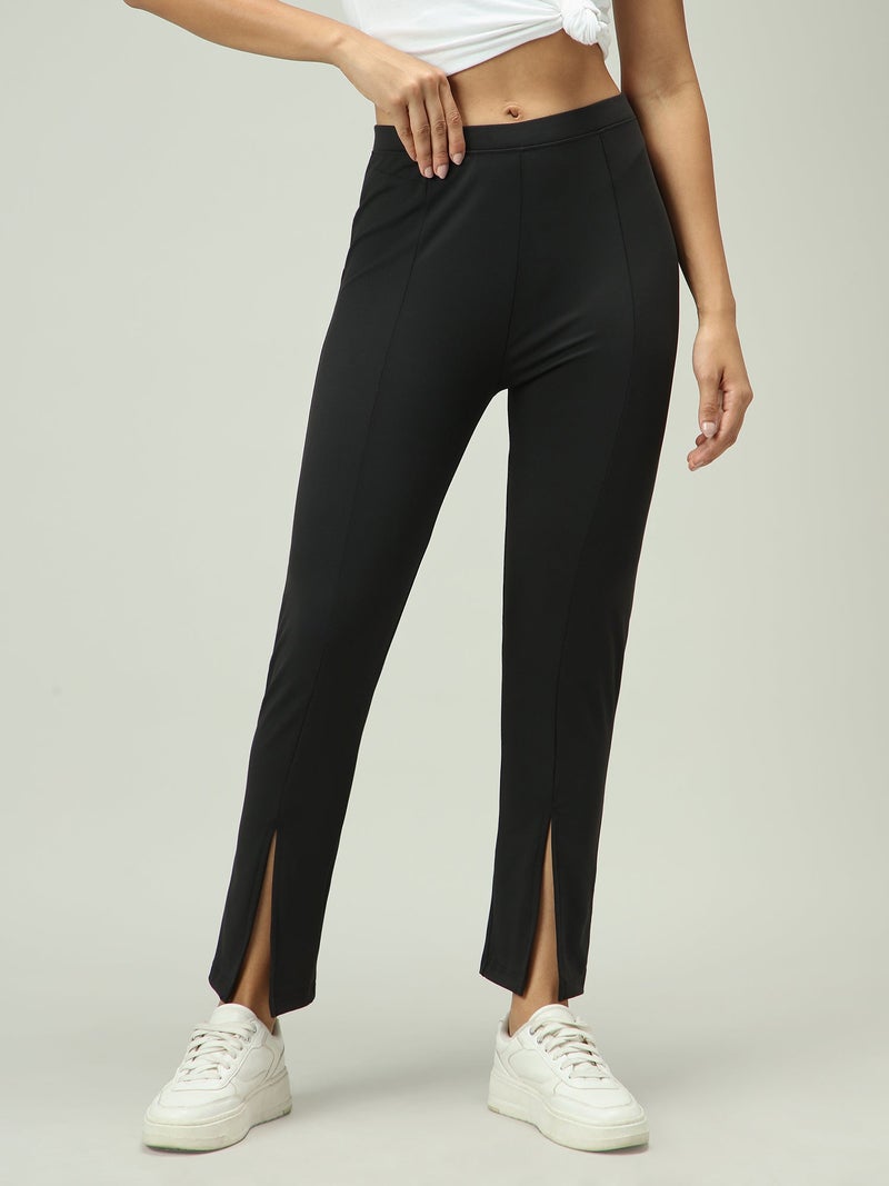 OUTZIDR Black Front Slit Leggings - Image 4
